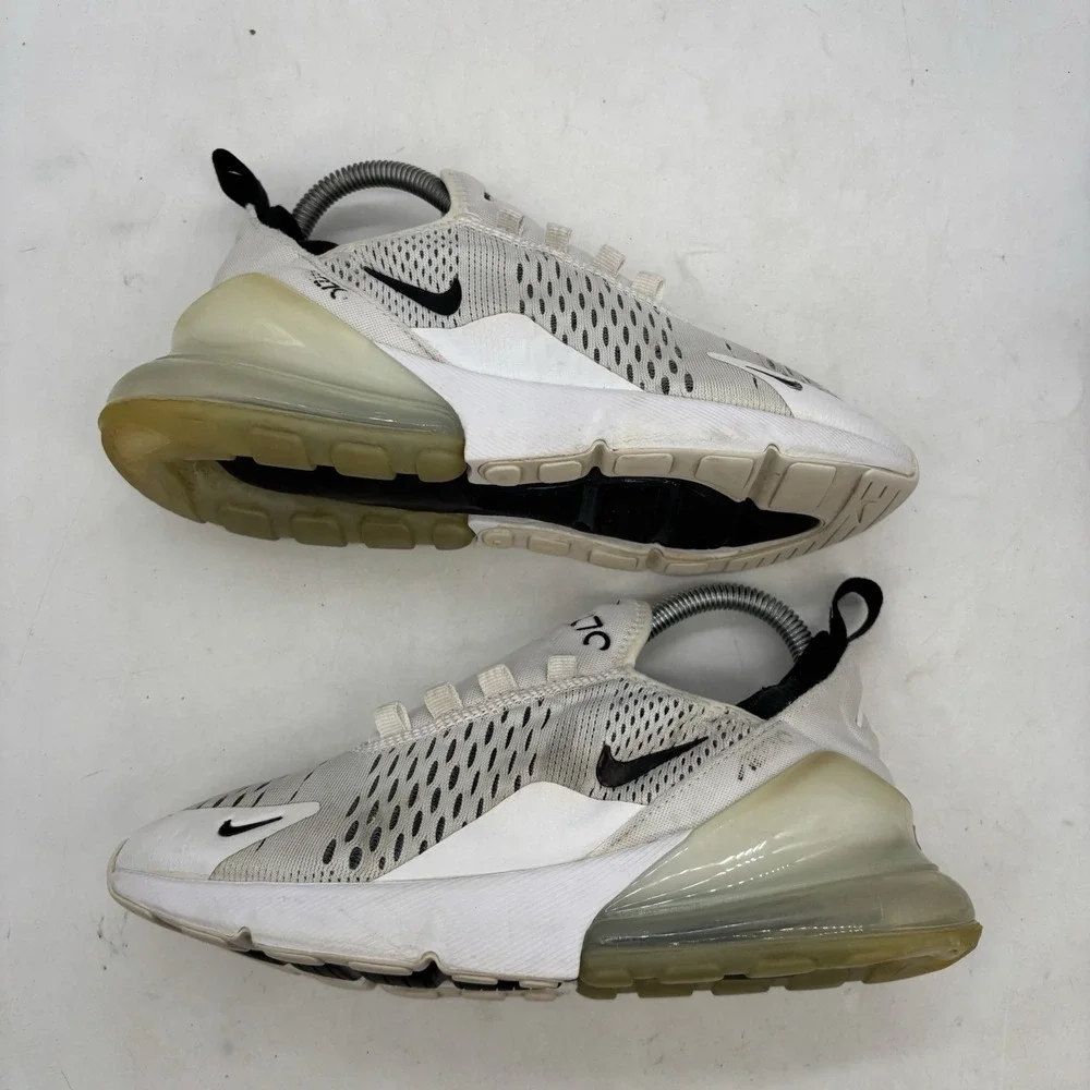 Nike Air Max 270 Shoes Womens 7.5 White Black Shoes Sneakers AH6789-100 No Laces